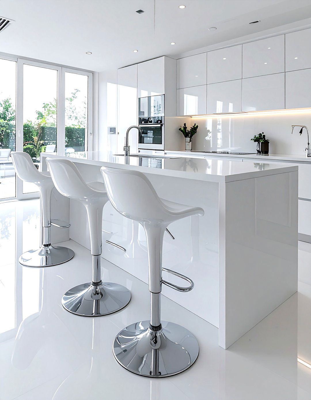 white kitchen island seating - 30 all white kitchen ideas