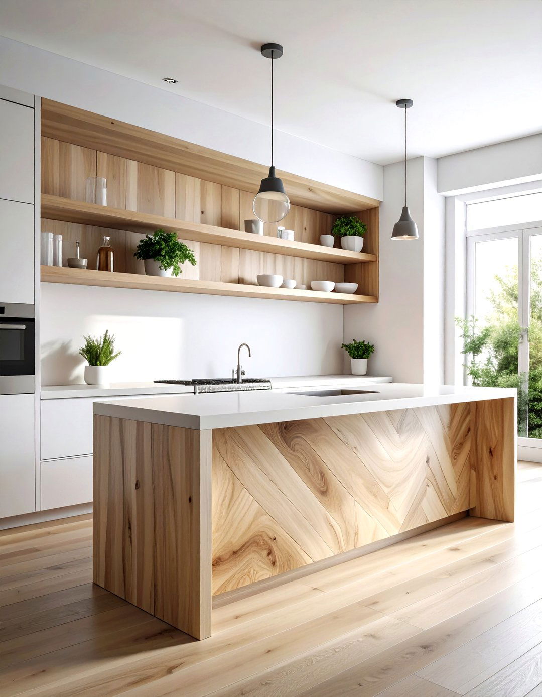 white kitchen wood accent - 30 all white kitchen ideas